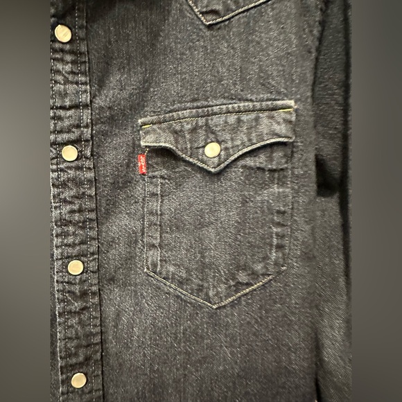 Levi's Barstow Western Indigo Denim Shirt Pearl Snap Closure - Sz L - Picture 4 of 16